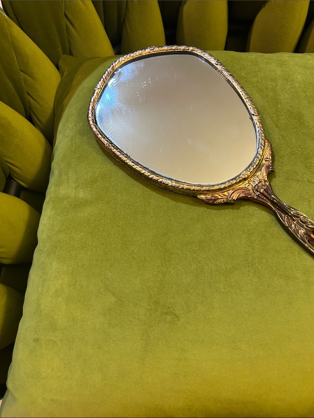 Mirror Vintage Antique Ornate Hand mirror, 14” - Picture 4 of 7